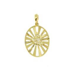 Pingente Pomba da Paz Vazada com Zirc�nias em Ouro Amarelo 18 Kilates - 25057